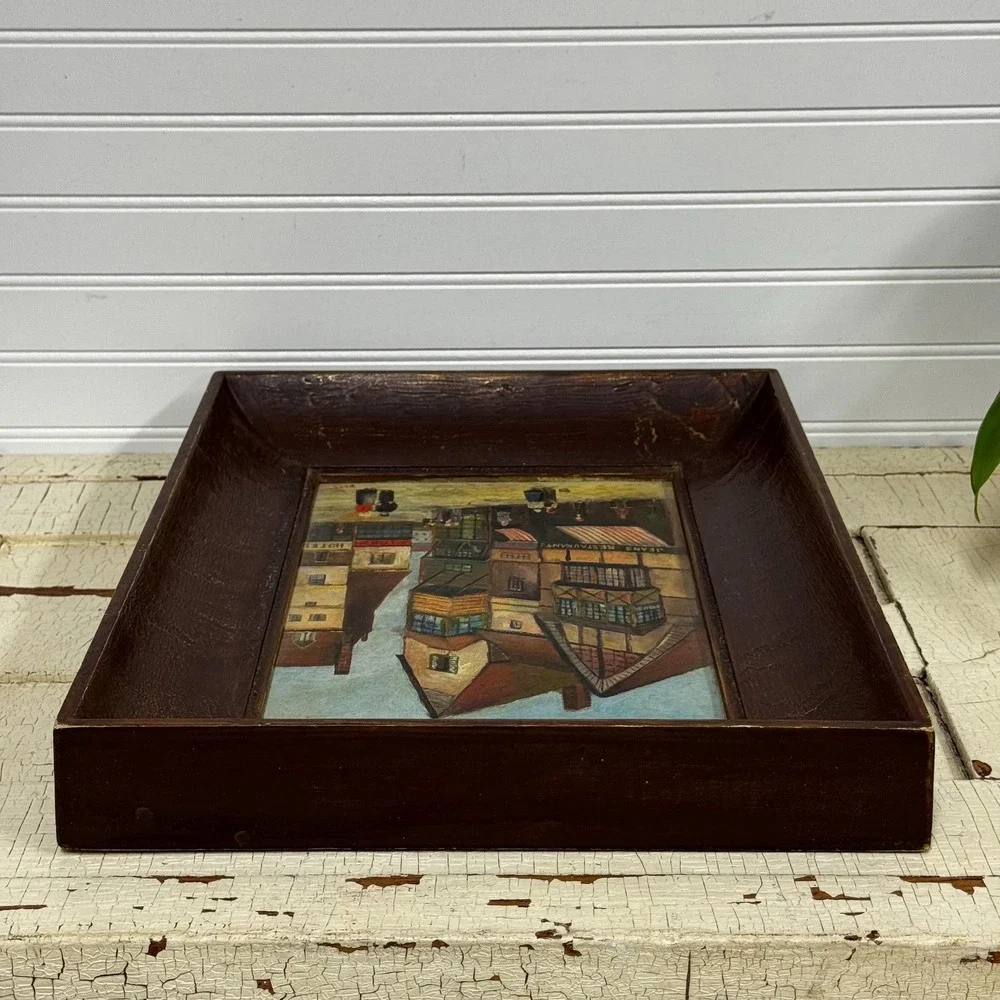 Vintage Framed Street Scene Painting: Signed Art 14